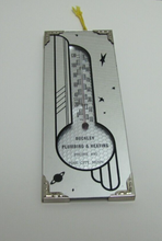 Load image into Gallery viewer, BUCKLEY PLUMBING &amp; HEATING PINE CITY MINN Old Ad Thermometer Mirrored Space Age
