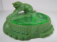 Load image into Gallery viewer, ART DECO TIGER BIG CAT HUNTING FOWL BIRD URANIUM GLASS Inserts Tray Ashtray
