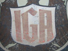 Load image into Gallery viewer, 1920s IGA INDEPENDENT GROCERS ALLIANCE SMALTZ Sign Sand Paint Grocery Store Ad
