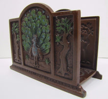 Load image into Gallery viewer, PEACOCK TREE OF LIFE JUDD Mfg Co Antique Decorative Arts Letter Holder Rack
