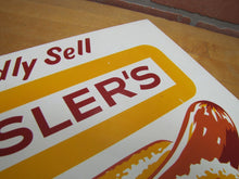 Load image into Gallery viewer, ROESSLER&#39;S YELLOW TAG FRANKFURTERS Old Hot Dog Advertising Sign Connecticut Restaurant Fast Food Co
