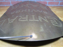 Load image into Gallery viewer, CENTRAL SAVINGS BANK Antique Sign Large Brass Bowed Badge Wood Back LEVY Co NY
