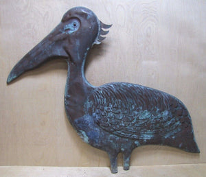 PELICAN Old Copper Weathervane Topper Decorative Yard Art Double Sided Detailed