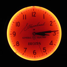 Load image into Gallery viewer, STREAMLINED IRONS Orig Art Deco NEON General Electric Ad SIGN CLOCK NJ PICK UP
