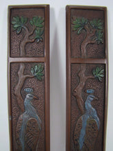 Load image into Gallery viewer, PEACOCK TREE OF LIFE JUDD Mfg Co Antique Decorative Arts Desk Blotter Ends
