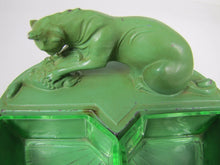 Load image into Gallery viewer, ART DECO TIGER BIG CAT HUNTING FOWL BIRD URANIUM GLASS Inserts Tray Ashtray
