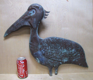 PELICAN Old Copper Weathervane Topper Decorative Yard Art Double Sided Detailed