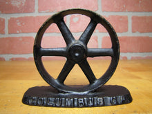 Load image into Gallery viewer, GOLDENS F&amp;M Co Foundry Machine COLUMBUS GA Old Flywheel Pulley Adv Paperweight
