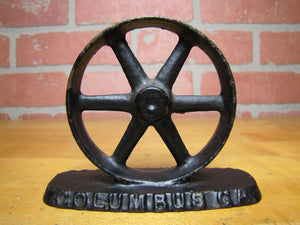 GOLDENS F&M Co Foundry Machine COLUMBUS GA Old Flywheel Pulley Adv Paperweight