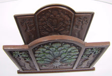 Load image into Gallery viewer, PEACOCK TREE OF LIFE JUDD Mfg Co Antique Decorative Arts Letter Holder Rack
