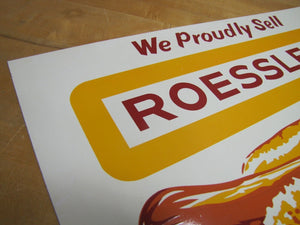 ROESSLER'S YELLOW TAG FRANKFURTERS Old Hot Dog Advertising Sign Connecticut Restaurant Fast Food Co
