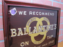 Load image into Gallery viewer, BALLANTINE'S ON TAP Old Reverse Glass Sign Bevel Wood Frame Bar Pub Tavern
