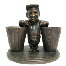 Load image into Gallery viewer, Man with Baskets Old Figural Match Holders Double Matchstick Striker Art
