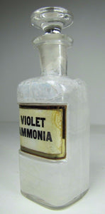 VIOLET AMMONIA Antique Apothecary Bottle Drug Store Medicine Label Reverse Glass