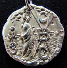 Load image into Gallery viewer, 1913 CANOE RACE Gold Filled CBC Award Medallion Wm HAWKINS Chestnut St PHILA PA
