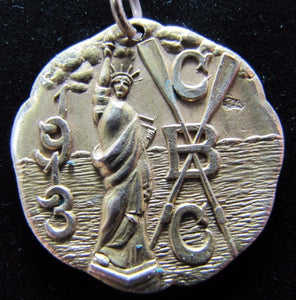 1913 CANOE RACE Gold Filled CBC Award Medallion Wm HAWKINS Chestnut St PHILA PA