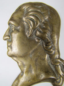 GEORGE WASHINGTON Antique Bronze Bust Decorative Arts Paperweight High Relief