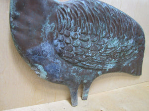 PELICAN Old Copper Weathervane Topper Decorative Yard Art Double Sided Detailed