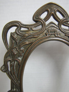 Art Nouveau Scantilly Clad Beauty Frame Dragonfly Flowers Cast Iron Bronze