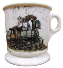 Load image into Gallery viewer, 19c TRAIN CONDUCTOR RR SMITH BARBER SUPPLIES PHILA Occupational Shaving Mug
