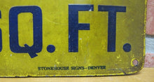 Load image into Gallery viewer, CAUTION MAXIMUM FLOOR LOAD Old Embossed Tin Safety Sign STONEHOUSE DENVER
