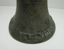 Load image into Gallery viewer, WM MCKENNA &amp; SON NEW YORK Antique Brass Horse Trolley Carriage Bell Embossed
