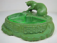 Load image into Gallery viewer, ART DECO TIGER BIG CAT HUNTING FOWL BIRD URANIUM GLASS Inserts Tray Ashtray
