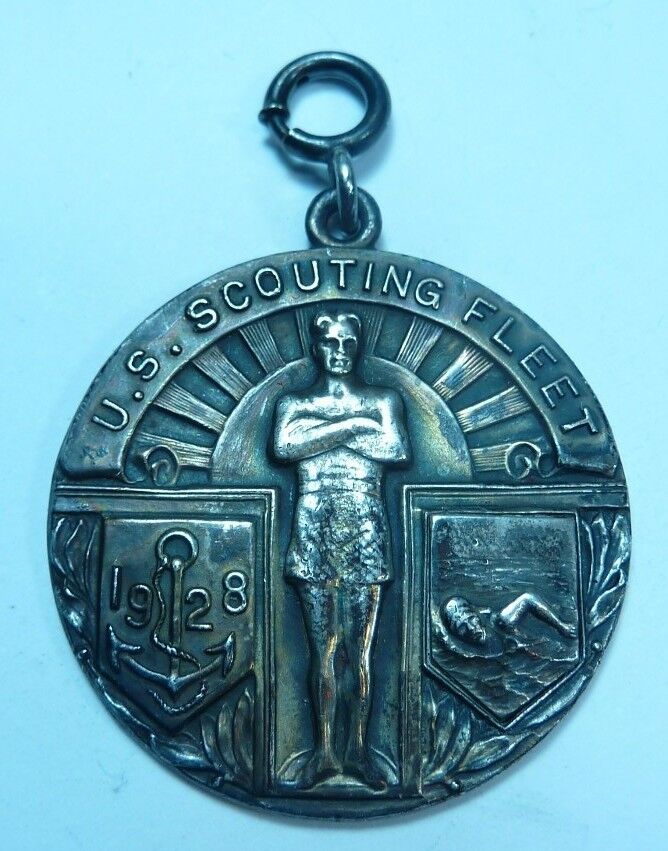 1928 US SCOUTING FLEET Award Medallion BATTLESHIP CHAMPION SWIMMING