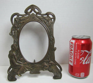 Art Nouveau Scantilly Clad Beauty Frame Dragonfly Flowers Cast Iron Bronze