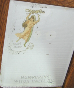 HUMPHREYS WITCH HAZEL OIL Antique Advertising Bevel Edge Mirror Sign