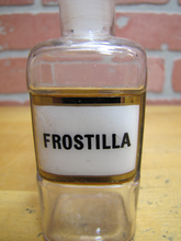 Load image into Gallery viewer, FROSTILLA Antique Reverse Glass Label Apothecary Drug Store Medicine Jar Bottle
