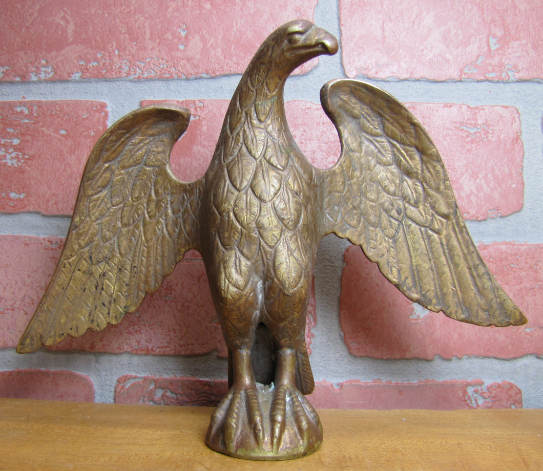 Antique Bronze Spread Winged Eagle Finial Topper Ornate Architectural Hardware Element