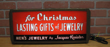 Load image into Gallery viewer, JACQUES KREISLER MENS JEWELRY CHRISTMAS GIFTS Reverse Glass Lighted Store Display Advertising Sign
