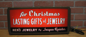 JACQUES KREISLER MENS JEWELRY CHRISTMAS GIFTS Reverse Glass Lighted Store Display Advertising Sign