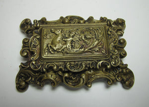 Antique 19c Bronze Hippocampus Mystical Beast Winged Cherub Tophat Ornate Decorative Arts Trinket Box