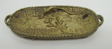 Load image into Gallery viewer, Antique Mouse Rat Brass Basket Wheat Decorative Arts Tray Card Tip Pin Ring Jewelry Trinket Knick Knack
