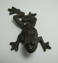 Load image into Gallery viewer, RH Co Antique Cast Iron Figural Frog Paperweight Decorative Art Small Statue Reading Hardware Co Turn of Century 1900+-
