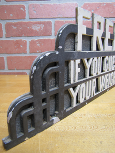 FREE IF YOU GUESS YOUR WEIGHT OId Topper Sign Amusement Park Carnival Scale Ad