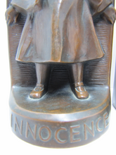 Load image into Gallery viewer, JB JENNING BROS INNOCENCE Antique Bronze Clad Bookends Young Girl Ornate Detailing Decorative Art Statues
