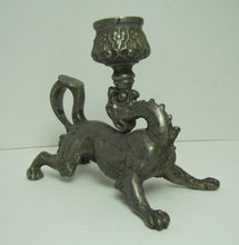 Load image into Gallery viewer, Antique Beast Monster Chamberstick Candlestick Meriden Co Silver Plate Figural Decorative Arts Candle Holder
