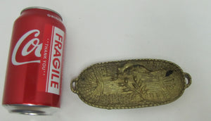 Antique Mouse Rat Brass Basket Wheat Decorative Arts Tray Card Tip Pin Ring Jewelry Trinket Knick Knack