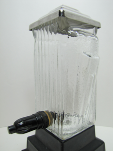 1920/30s Art Deco Skyscraper Syrup Drink Soda Fountain Dispenser E B Evans Co Ice Cream Shop Ornate Black Clear Glass