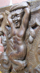 Antique Wooden Carved Faun Monster Beast Archictural Hardware Element Salvage Panel Part Decorative Arts