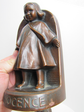 Load image into Gallery viewer, JB JENNING BROS INNOCENCE Antique Bronze Clad Bookends Young Girl Ornate Detailing Decorative Art Statues
