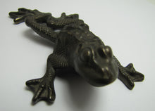 Load image into Gallery viewer, RH Co Antique Cast Iron Figural Frog Paperweight Decorative Art Small Statue Reading Hardware Co Turn of Century 1900+-
