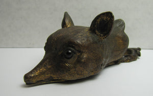FOX Antique Decorative Arts Paperclip Bronze Brass with Glass Eyes Exquisite Ornate Fine Detailing