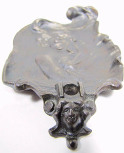 Art Nouveau Beautiful Maiden Cast Iron Card Tip Trinket Pin Decorative Arts Tray