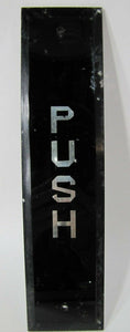 Antique 'PUSH' Bevel Edge Glass Door Push Plate Sign Old Architectural Hardware