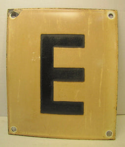 'E' Old Porcelain RR Train Station Ad Sign Boarding Sign Buffalo NY Railroad