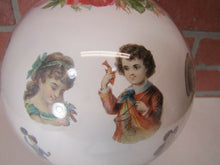 Load image into Gallery viewer, Antique Victorian Potichomania Gazing Blown Glass Ball Wooden Stand Girls Boys
